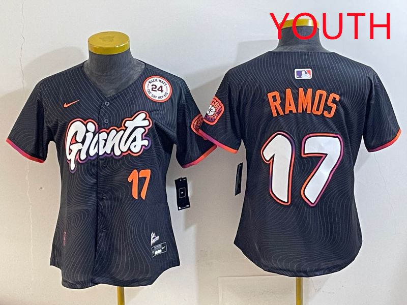 Youth San Francisco Giants #17 Ramos Black Joint Name 2025 Nike MLB Jersey style 7->youth mlb jersey->Youth Jersey